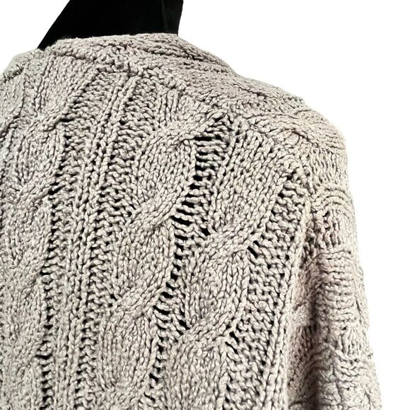 FREE PEOPLE ANTHROPOLOGIE EASY V COTTON CABLE KNIT SWEATER SIZE MEDIUM - Picture 6 of 8